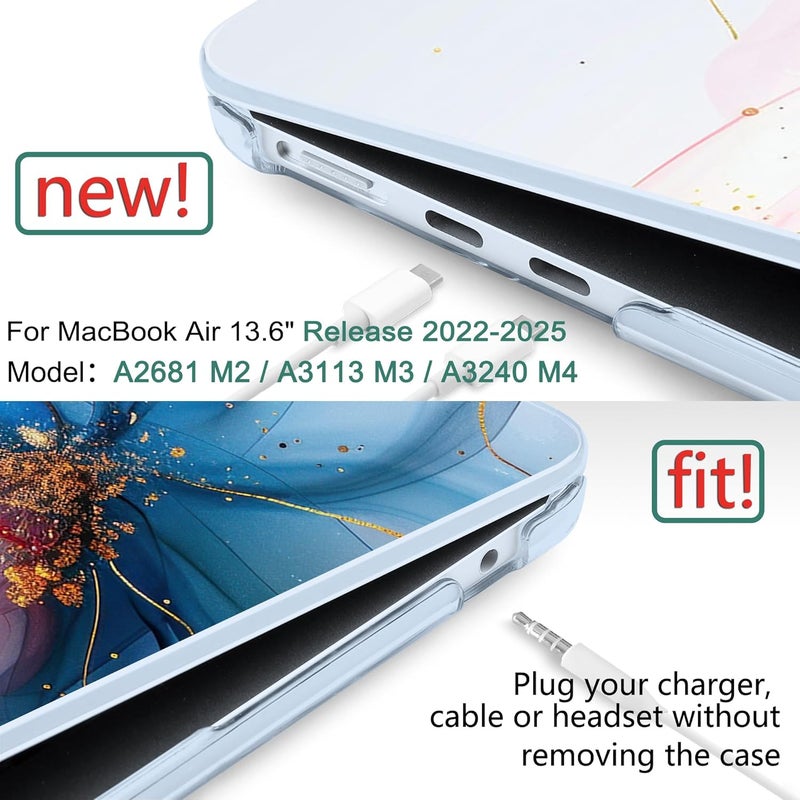 DONGKE for M4 MacBook Air 13.6 Inch Case 2025 2024 2023 2022 Model A3240 A3113 A2681 M3 M2 Chip, Plastic Hard Shell Case Cover with Touch ID for MacBook Air 13 Inch M4 - Soft Flowing Colors - Image 2